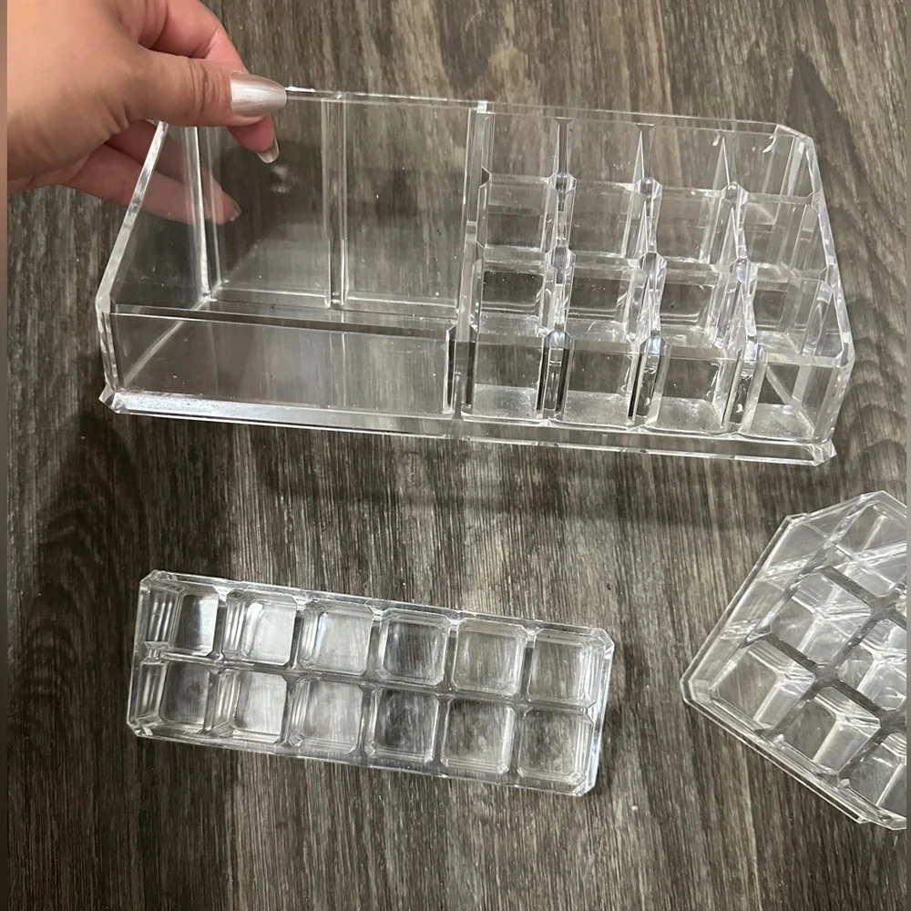 Set of 3 Clear Acrylic Makeup Organizers